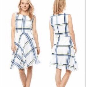 ABS by Allen Schwartz Windowpane Plaid Sleeveless A-Line Dress Size XL (16/18)